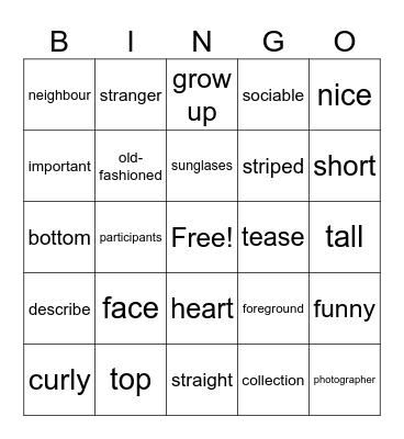Unit 1 - people and pictures Bingo Card