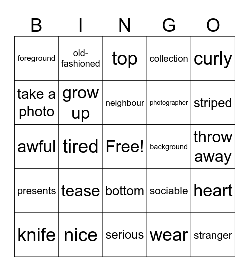 Unit 1 - people and pictures Bingo Card