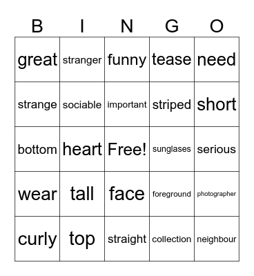 Unit 1 - people and pictures Bingo Card