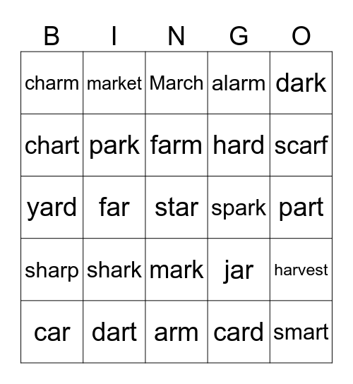 ar words Bingo Card