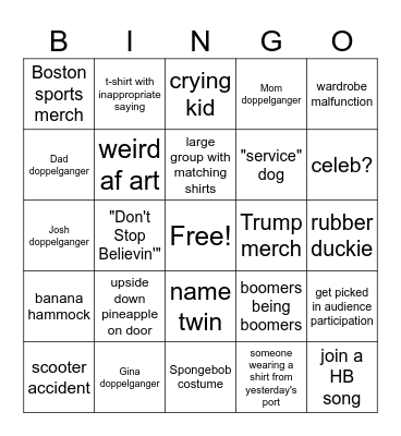 Cruise Vacation BINGO Card