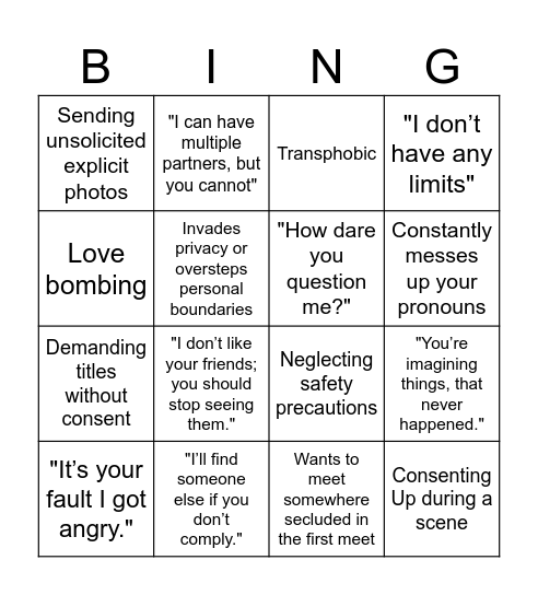Untitled Bingo Card