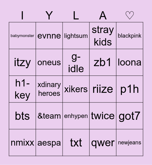 stan iyla :3 Bingo Card