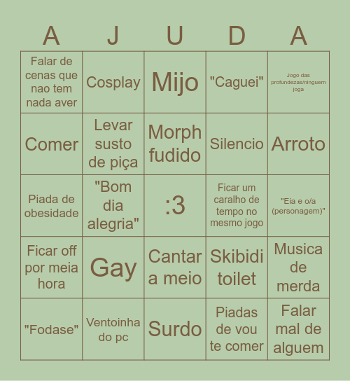 BINGO DE CALL Bingo Card