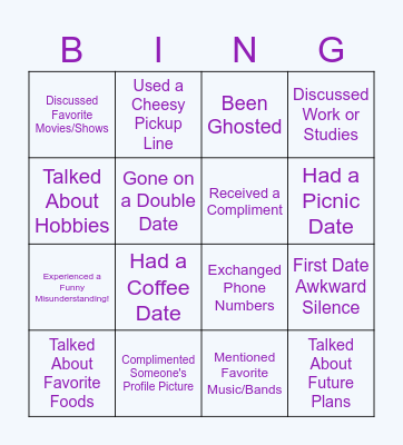 Koppel Dating Bingo Card