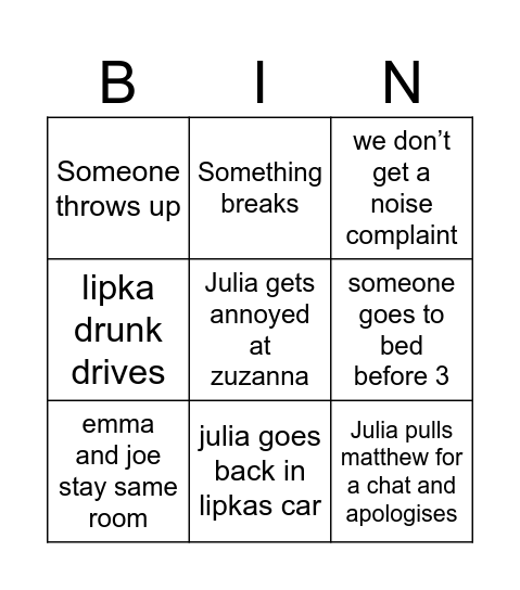 Airbnb Bingo Card