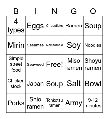 RAMEN Bingo Card