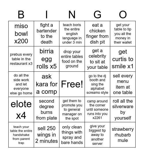 S&S Bingo Card