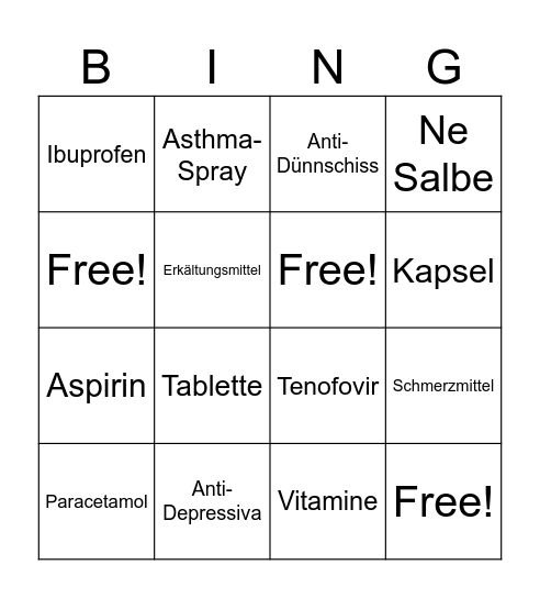 Medikamenten-Bingo Card