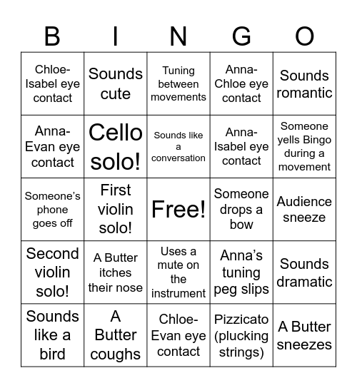 Butter Bingo Card