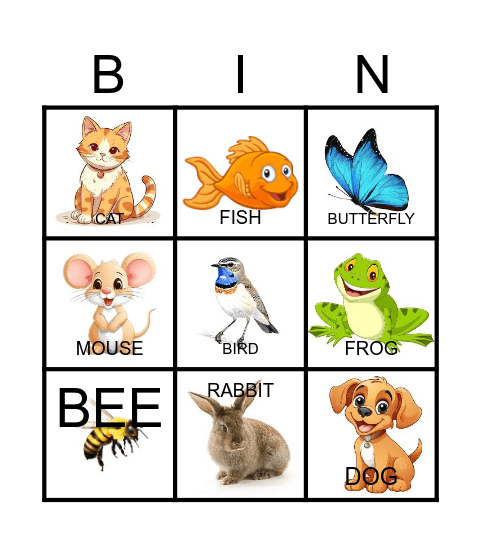 Animals Bingo Card