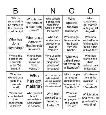 Get to know each other! Bingo Card