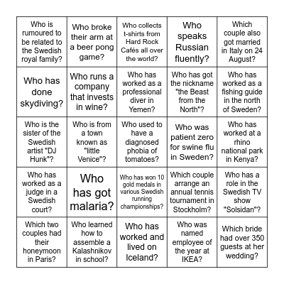 Get to know each other! Bingo Card