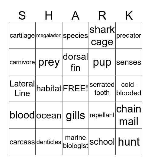 SHARK Bingo Card