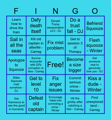Mael Completion Bingo Card