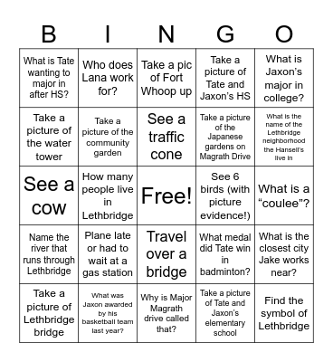 2024 Family Reunion Bingo Card