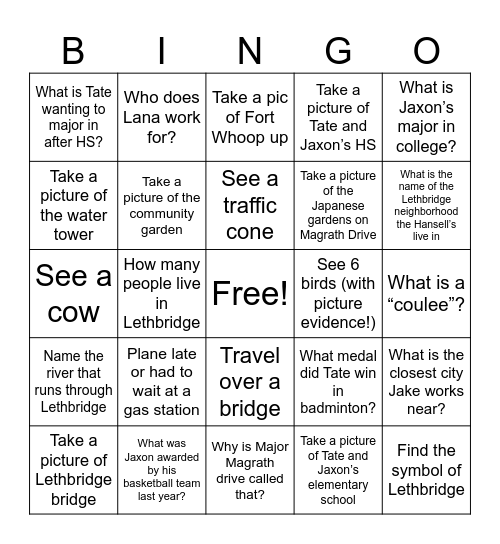 2024 Family Reunion Bingo Card