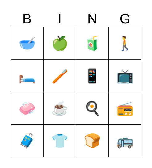 Daily routine Bingo Card