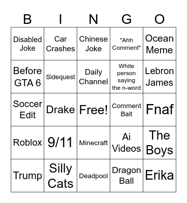 Drinking Game Bingo Card