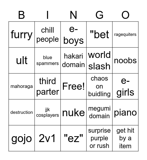 bingo sheninigans Bingo Card