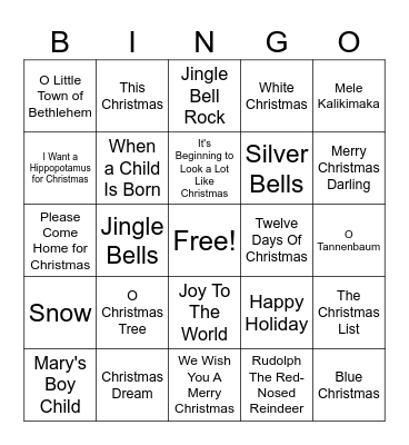 Christmas Classics Bingo Card