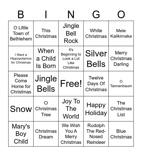 Christmas Classics Bingo Card