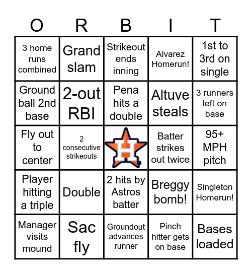 Astros Bingo Card