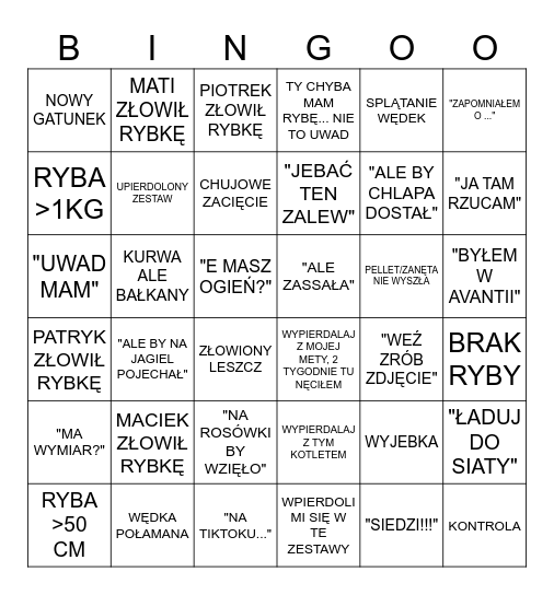 Wędkarskie perypetie Bingo Card