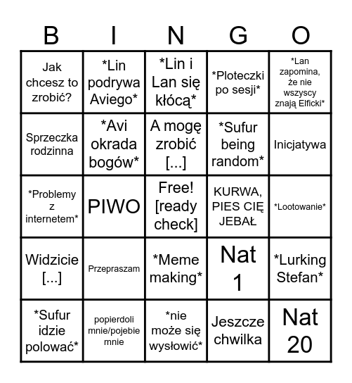 Pathfinder z Cheritem Bingo Card