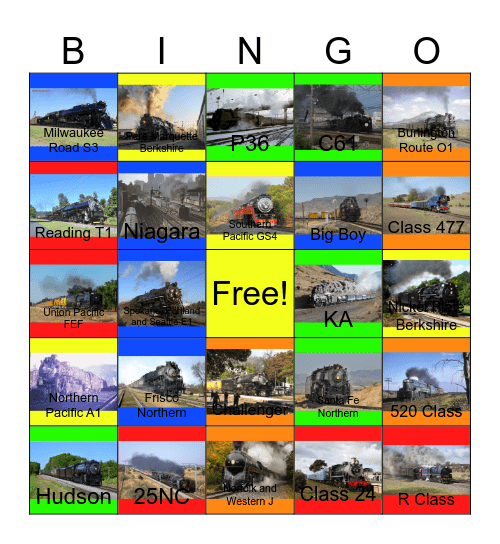 Superpower Steam, Past, Present and Preservation Bingo Card