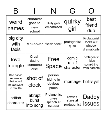 Disney Movie Bingo Card