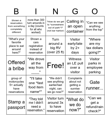 Cadillac Bingo Card