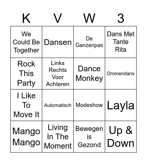 Japie's Muziekbingo Card