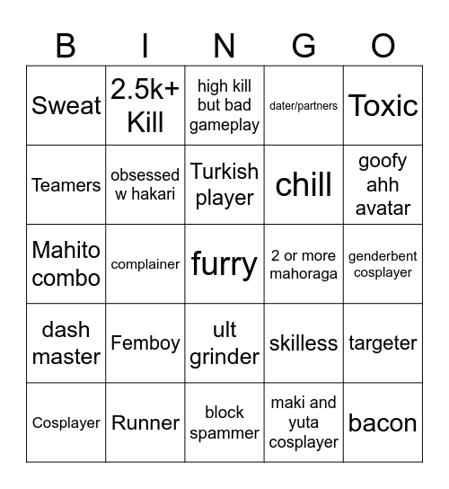 JJS bingo Card