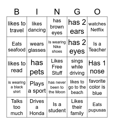 FIND SOMEONE WHO: Bingo Card