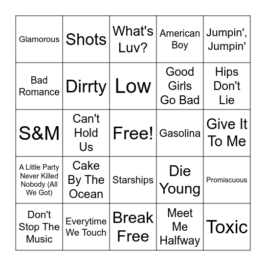 Rounds 3 & 4 - In The Club Bingo Card