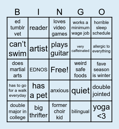 Clio Bingo Card