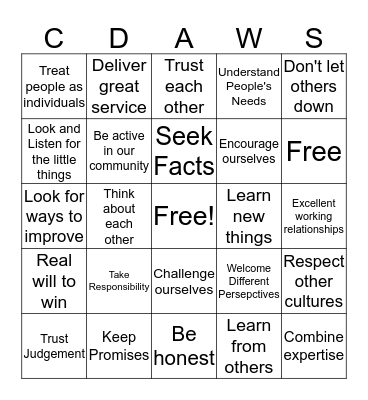 Winning Ways Bingo Card