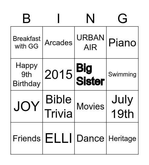 ELLIORA Bingo Card