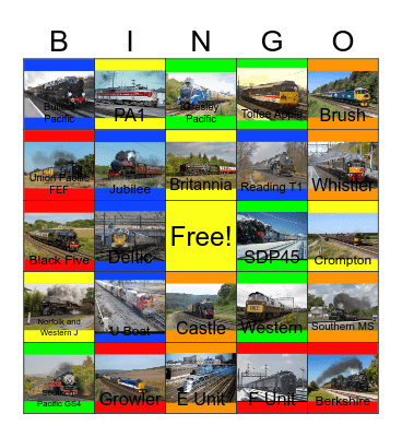 Luxury Trains in a Full Glory Bingo Card