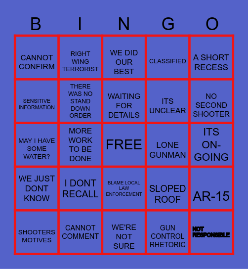 SECRET SERVICE TESTIMONY Bingo Card