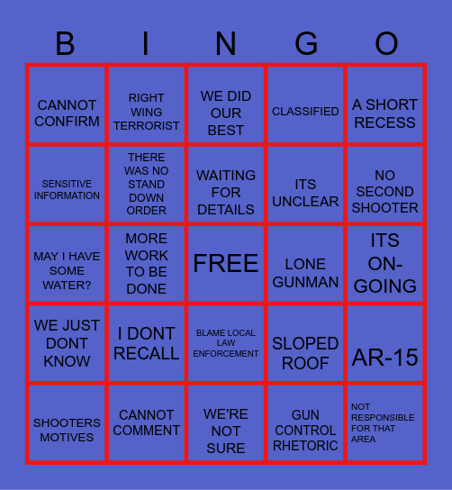 SECRET SERVICE TESTIMONY Bingo Card