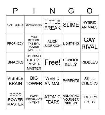 war with the evil power master Bingo Card