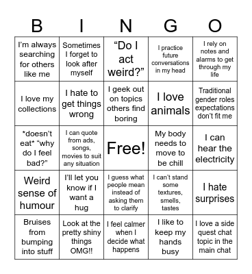 Disability Pride Week Town Hall Bingo Card