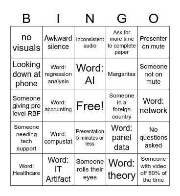 Presentation Bingo Card