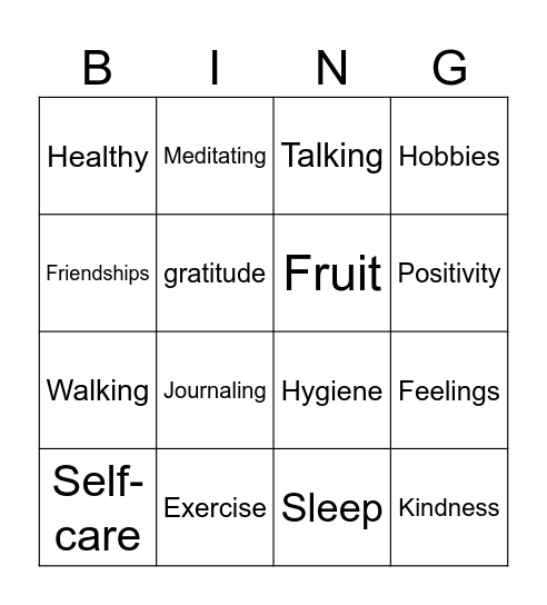 Optimal Health Bingo Card