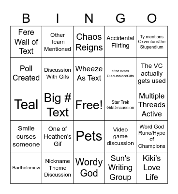 Champions Bingo Card