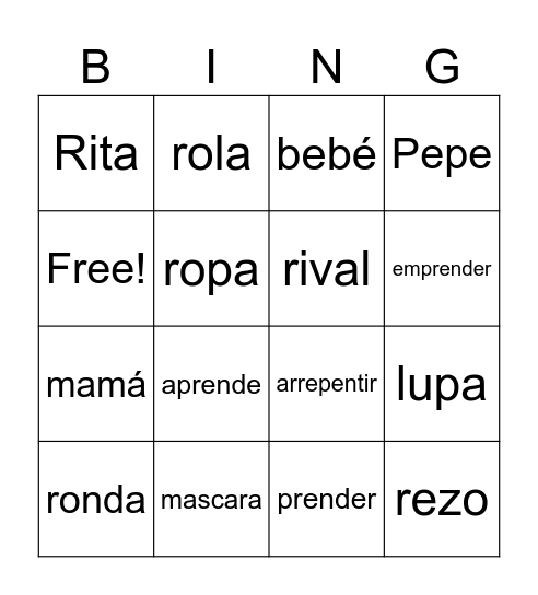 Bingo word Bingo Card