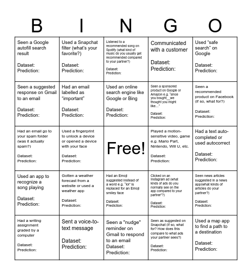 AI Bingo Card