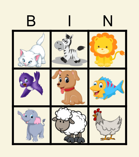 动物 (สัตว์) Bingo Card